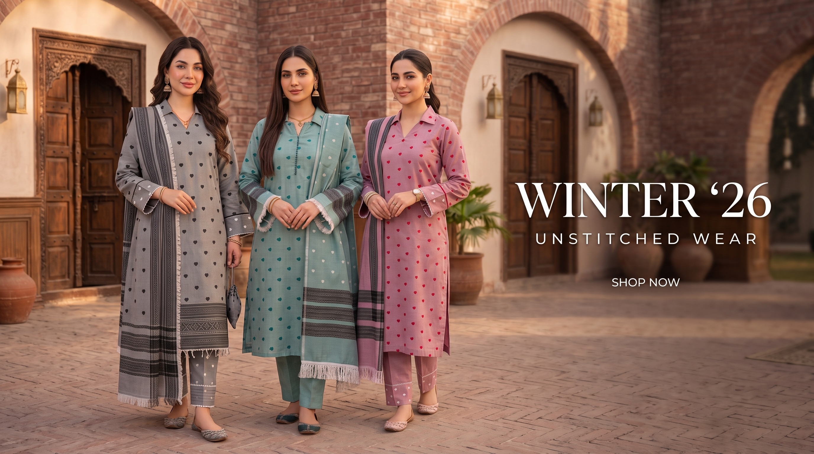 Winter '26 Unstitched Wear - Heart Booti Embroidered Khaddar